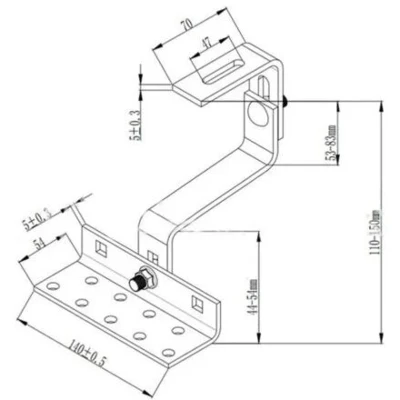 Solar Panel Mounting Hooks for Tile Roofs Solar PV Hooks drawing Solar Panel Mounting Hooks for Tile Roofs Solar PV Hooks drawing